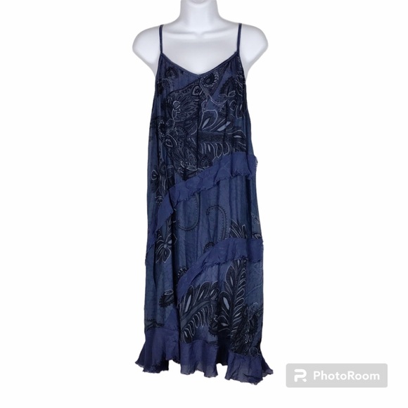 Scandal Italy Blue Flowy Silk Dress - Picture 1 of 15